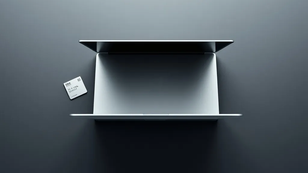 A minimalist, high-quality photograph of a silver laptop on